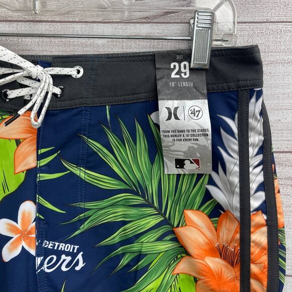 Hurley x 47 MLB Phantom Detroit Tigers Swim Shorts Trunks Mens Size 29 - Picture 2 of 6